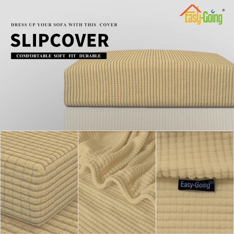 Easy-Going Stretch Cushion Cover Sofa Cushion Furniture Protector Sofa Seat Sofa slipcover Sofa Cover Soft Flexibility with Elastic Bottom(Sofa Cushion, Beige) - Image 4